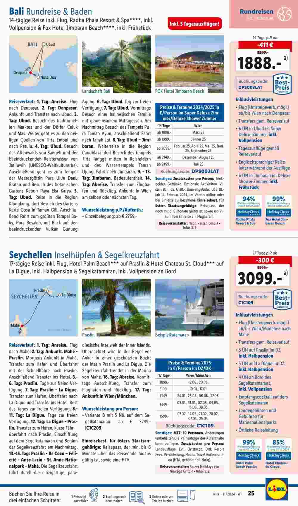 Lidl Reisen Flugblatt (ab 01.11.2024) - Angebote und Prospekt - Seite 25