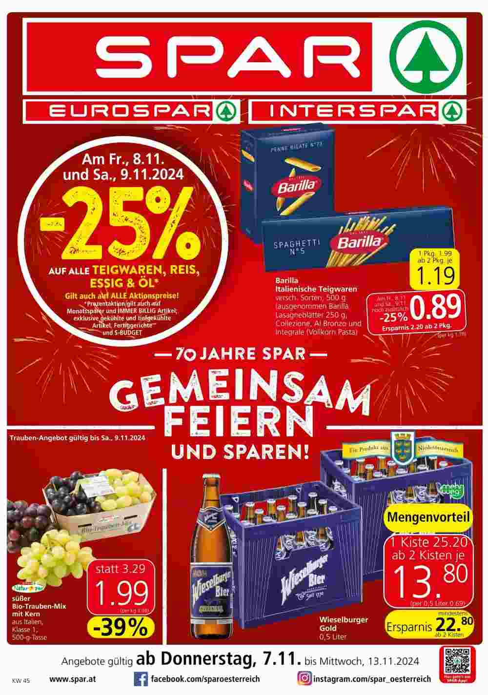 Spar Flugblatt (ab 07.11.2024) - Angebote und Prospekt - Seite 1