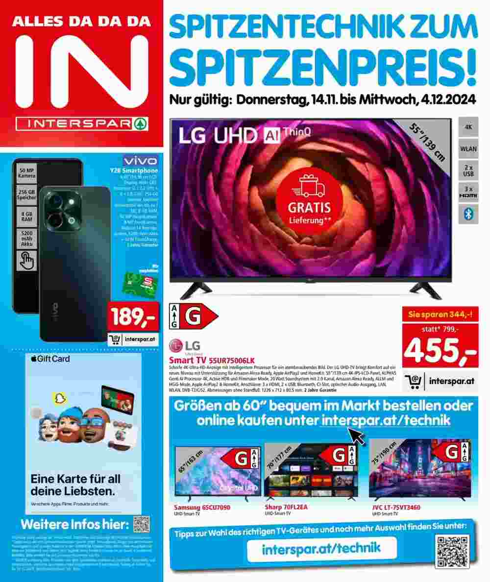 Interspar Flugblatt (ab 14.11.2024) - Angebote und Prospekt - Seite 1