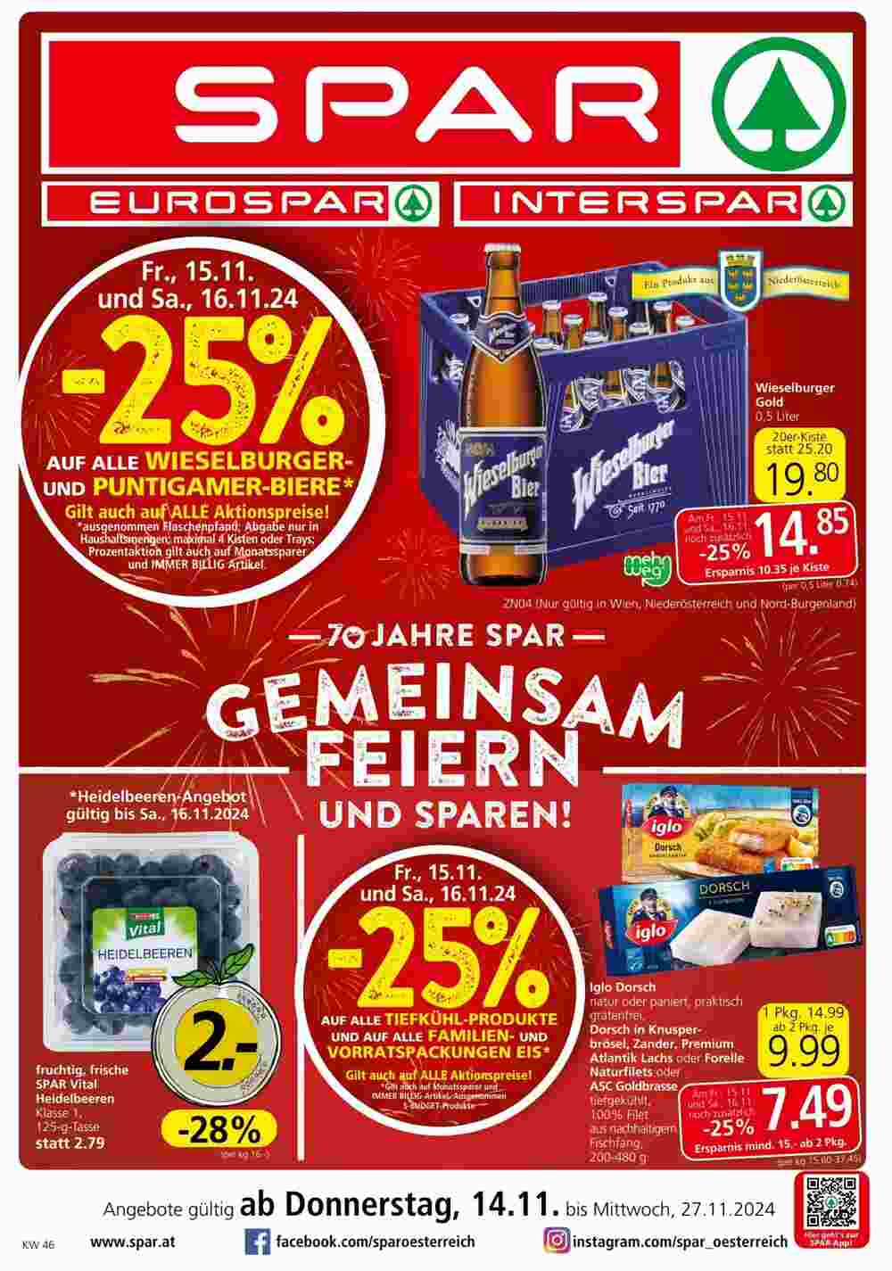 Spar Flugblatt (ab 14.11.2024) - Angebote und Prospekt - Seite 1