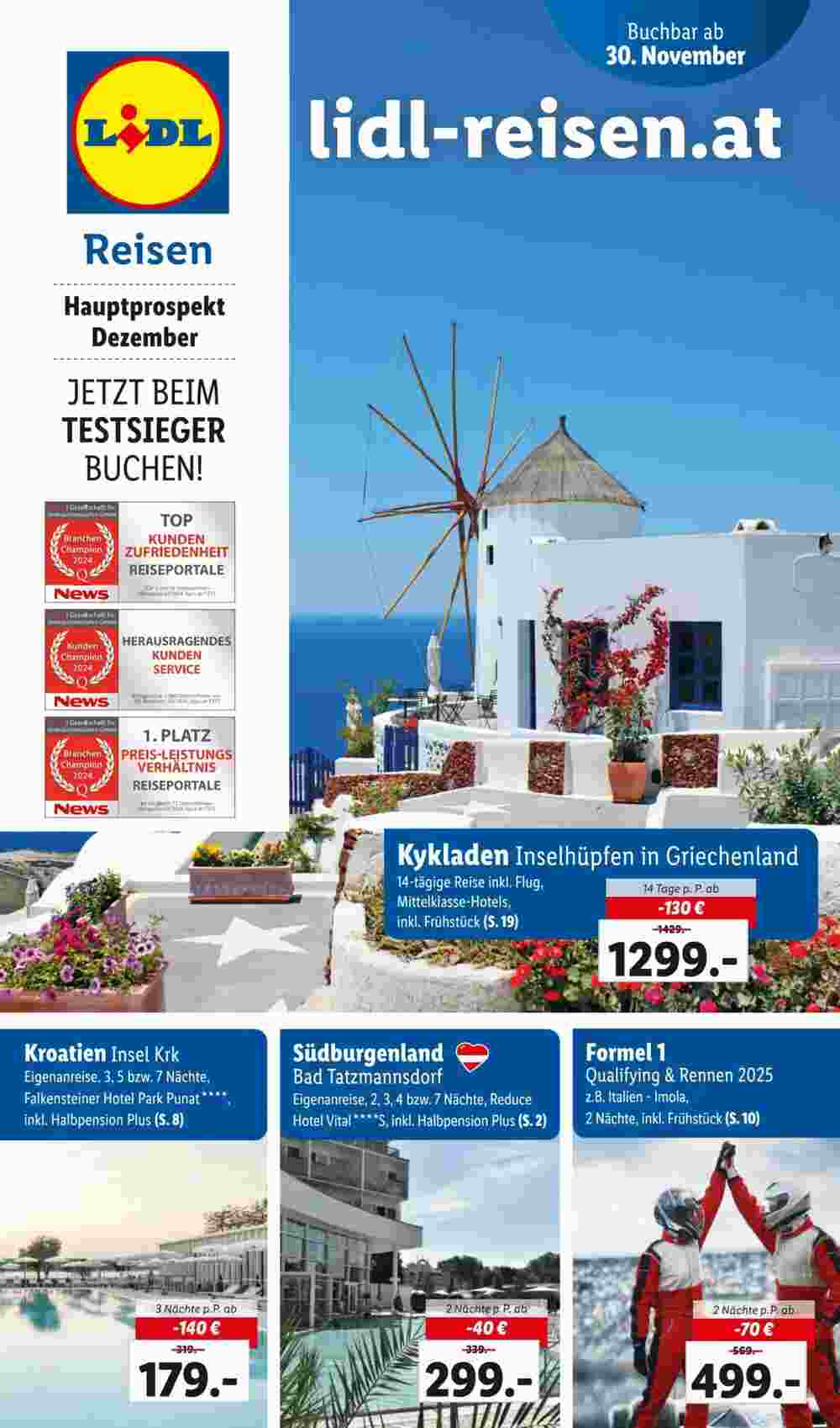 Lidl Reisen Flugblatt (ab 01.12.2024) - Angebote und Prospekt - Seite 1