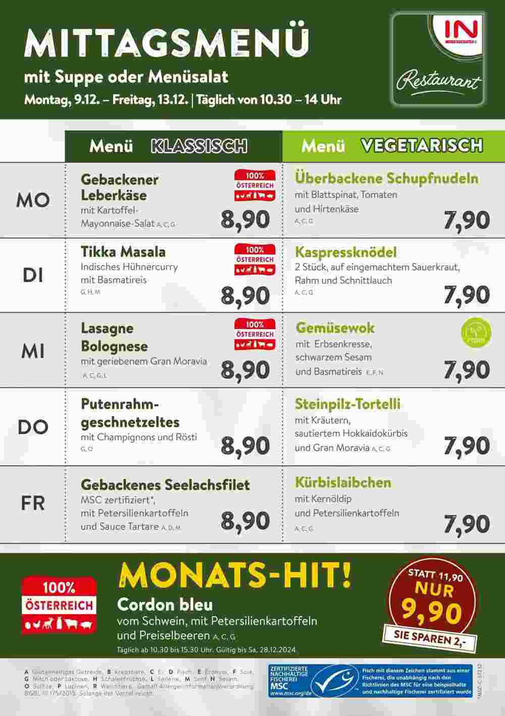 Interspar Restaurant Flugblatt (ab 09.12.2024) - Angebote und Prospekt - Seite 1