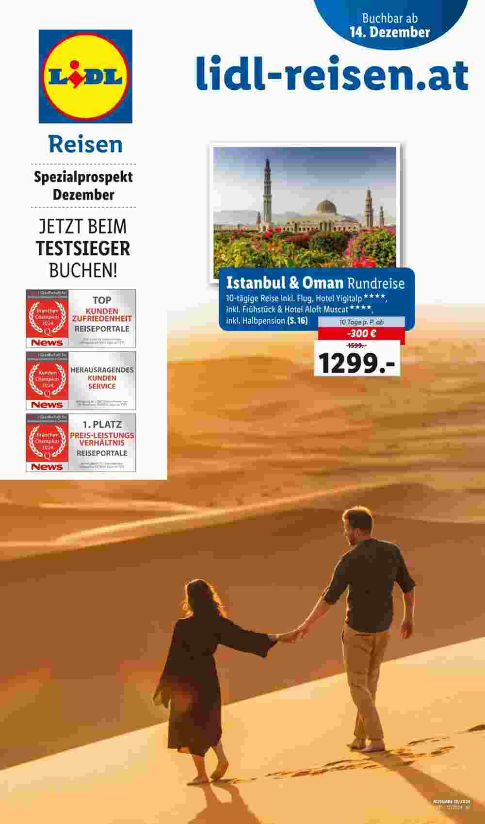 Lidl Reisen Flugblatt (ab 14.12.2024) - Angebote und Prospekt - Seite 1