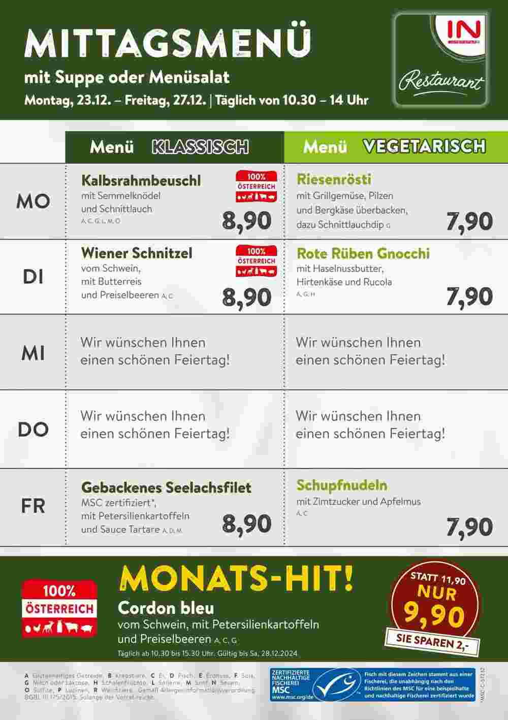 Interspar Restaurant Flugblatt (ab 23.12.2024) - Angebote und Prospekt - Seite 1