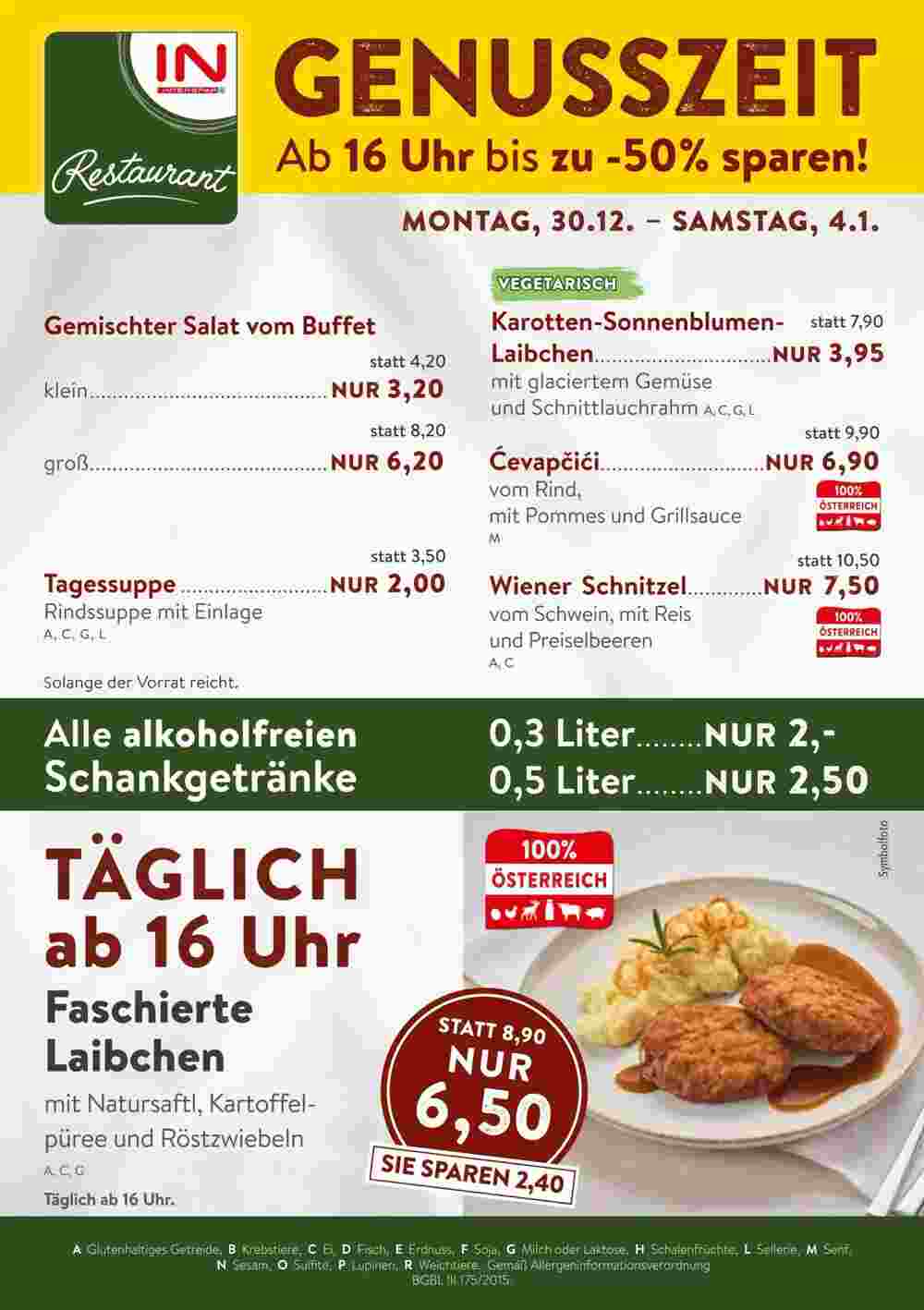 Interspar Restaurant Flugblatt (ab 30.12.2024) - Angebote und Prospekt - Seite 1