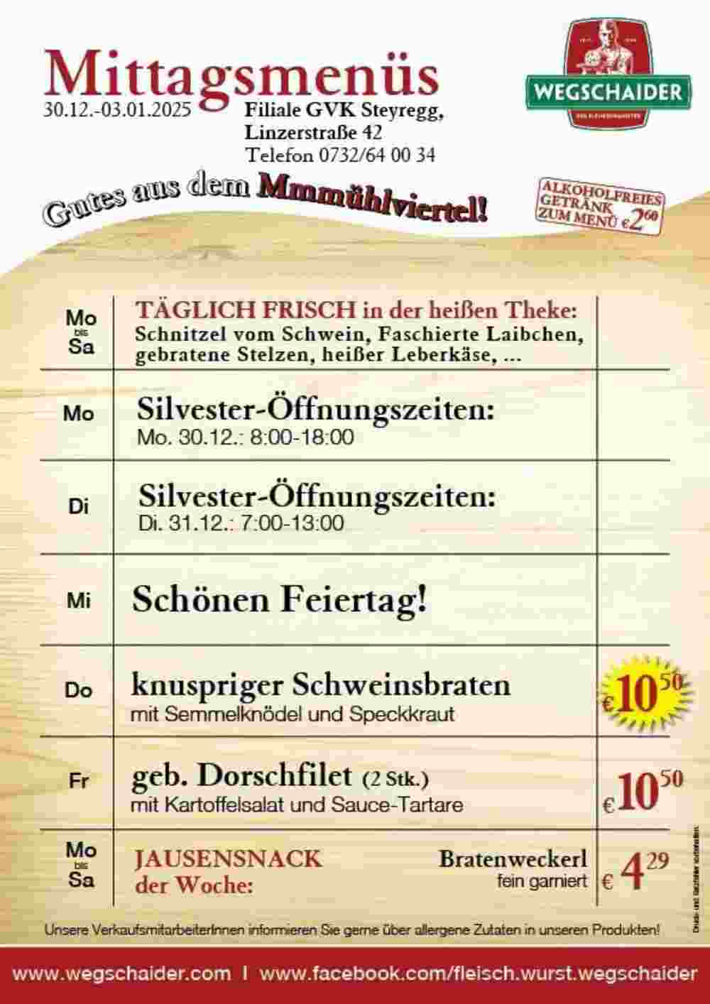 Wegschaider Flugblatt (ab 30.12.2024) - Angebote und Prospekt - Seite 1