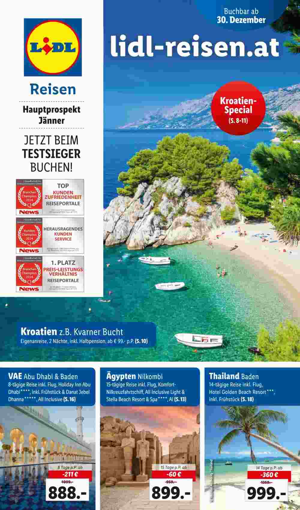 Lidl Reisen Flugblatt (ab 30.12.2024) - Angebote und Prospekt - Seite 1