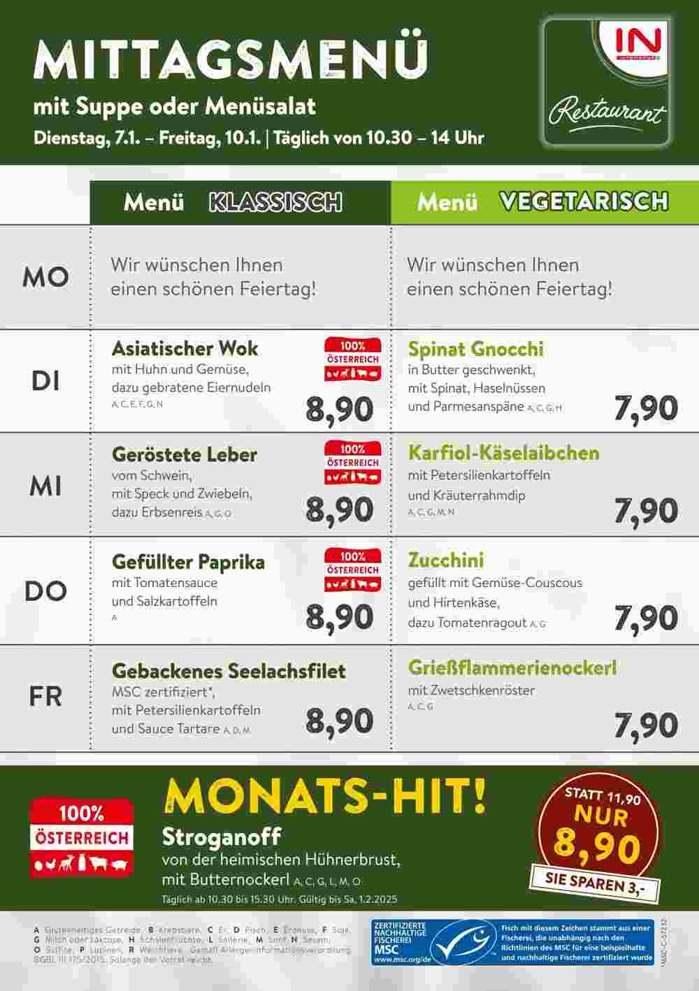 Interspar Restaurant Flugblatt (ab 07.01.2025) - Angebote und Prospekt - Seite 1