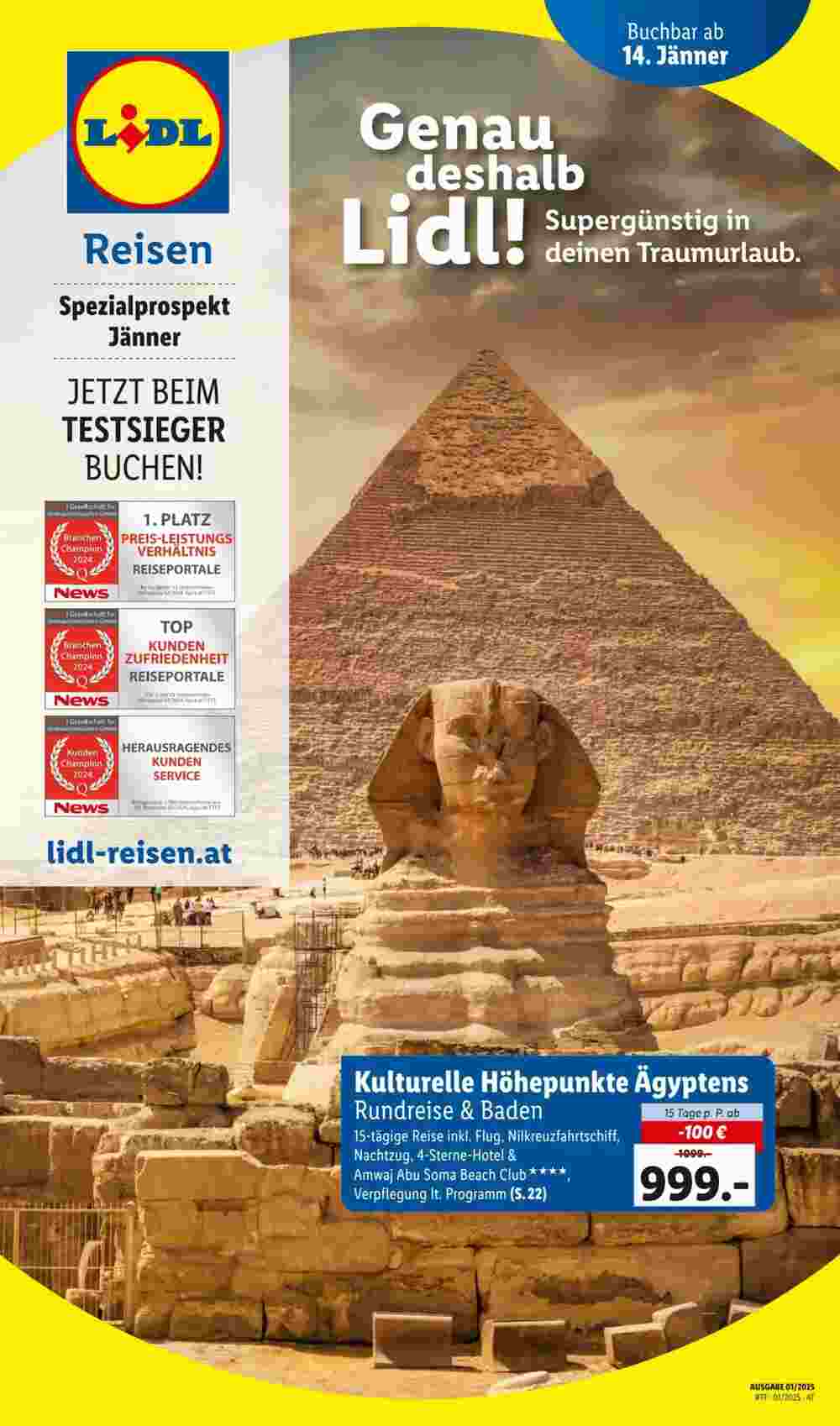 Lidl Reisen Flugblatt (ab 14.01.2025) - Angebote und Prospekt - Seite 1