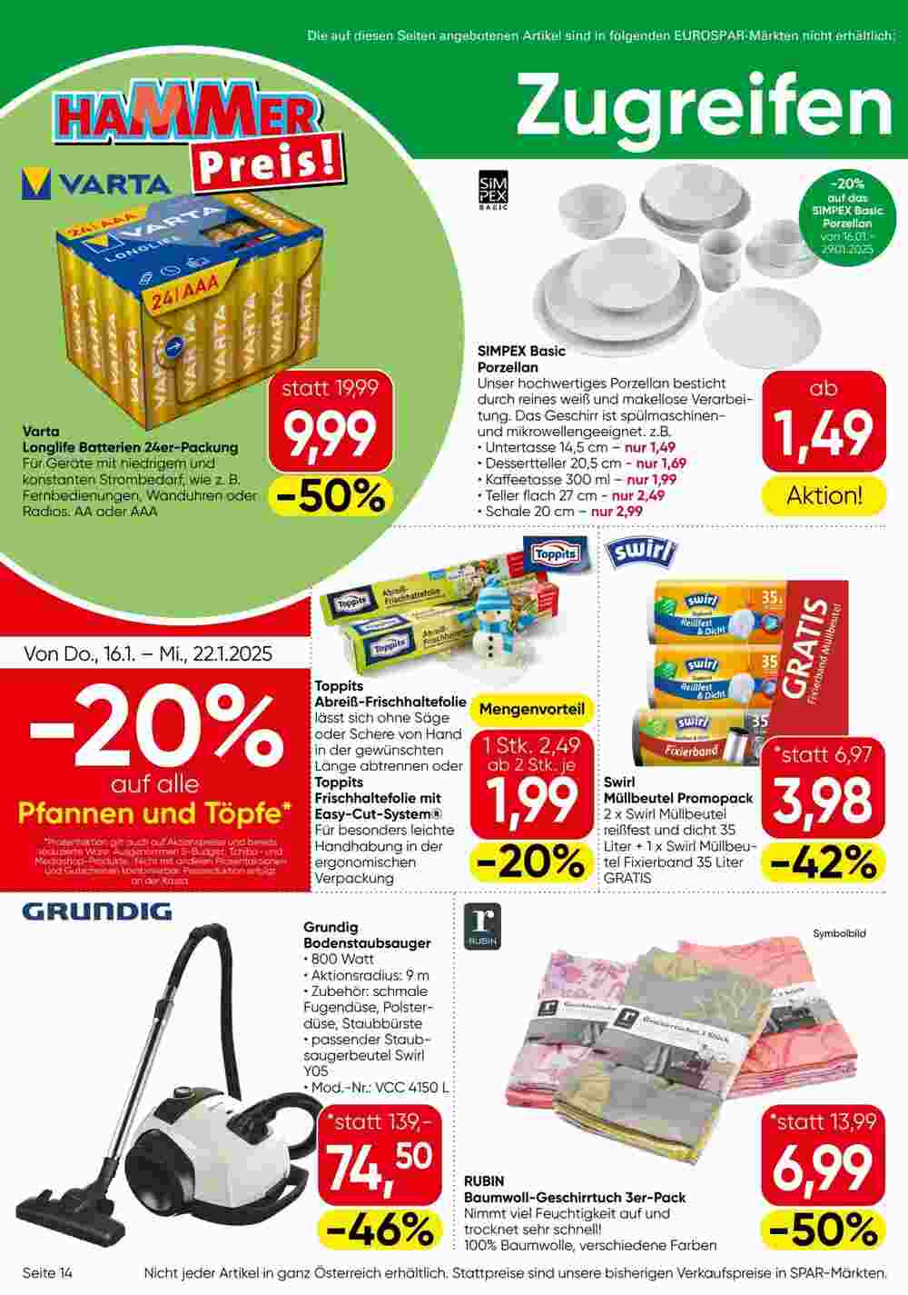 Eurospar Flugblatt (ab 16.01.2025) - Angebote und Prospekt - Seite 14