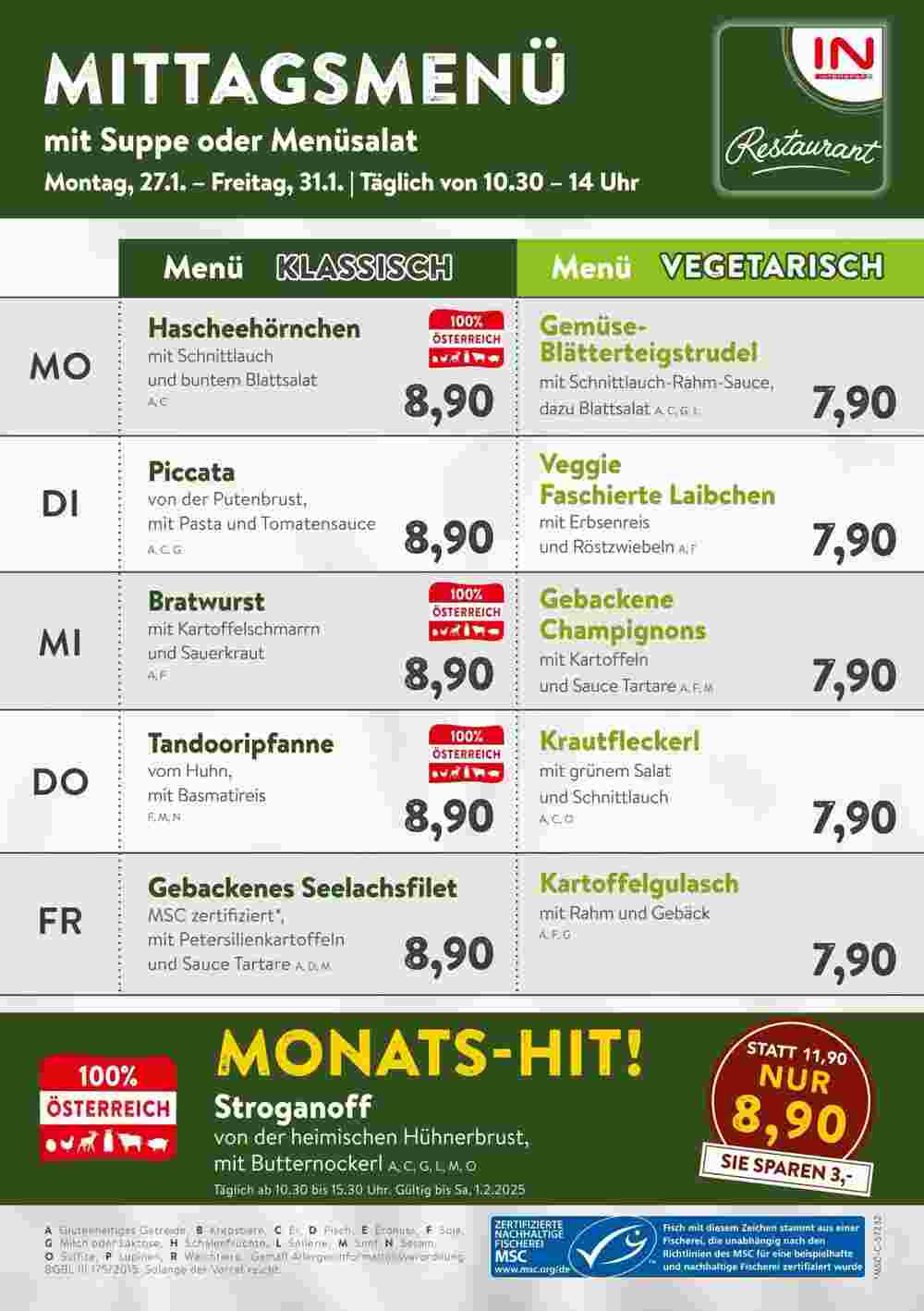 Interspar Restaurant Flugblatt (ab 27.01.2025) - Angebote und Prospekt - Seite 1