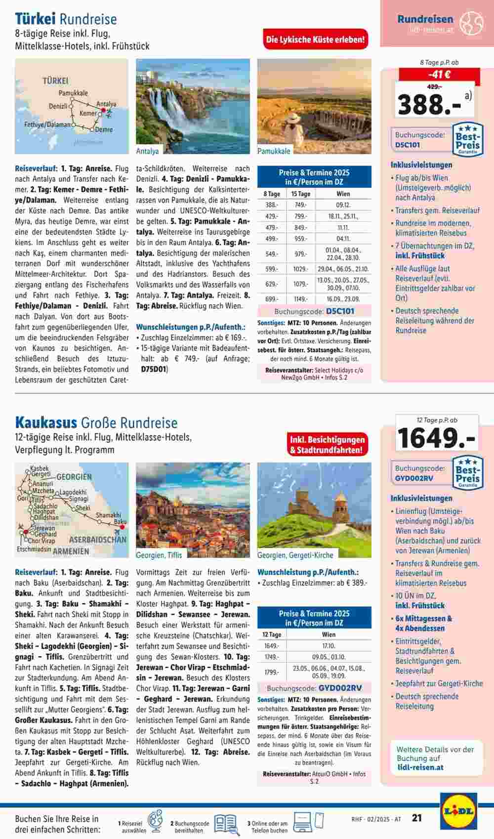 Lidl Reisen Flugblatt (ab 29.01.2025) - Angebote und Prospekt - Seite 21