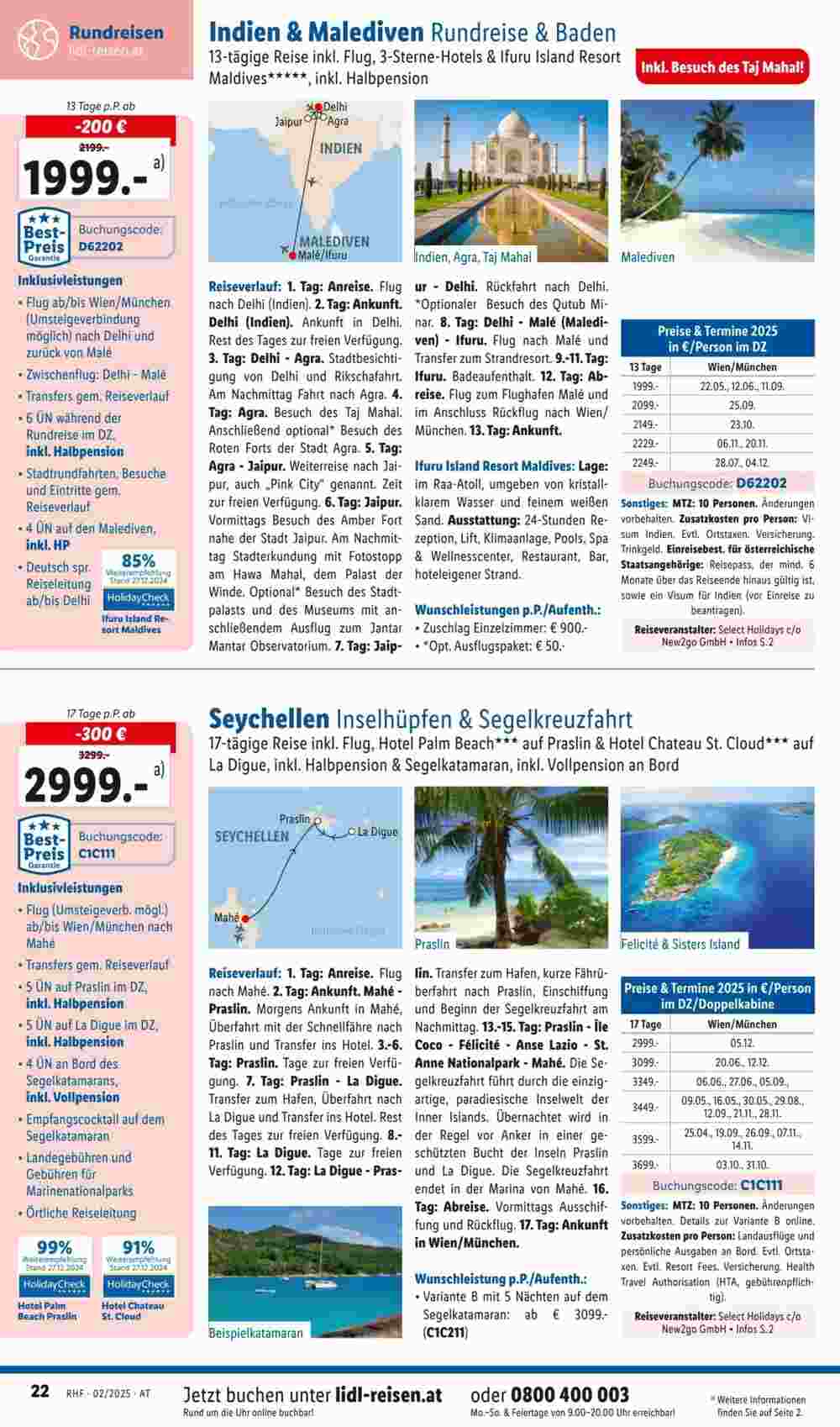 Lidl Reisen Flugblatt (ab 29.01.2025) - Angebote und Prospekt - Seite 22