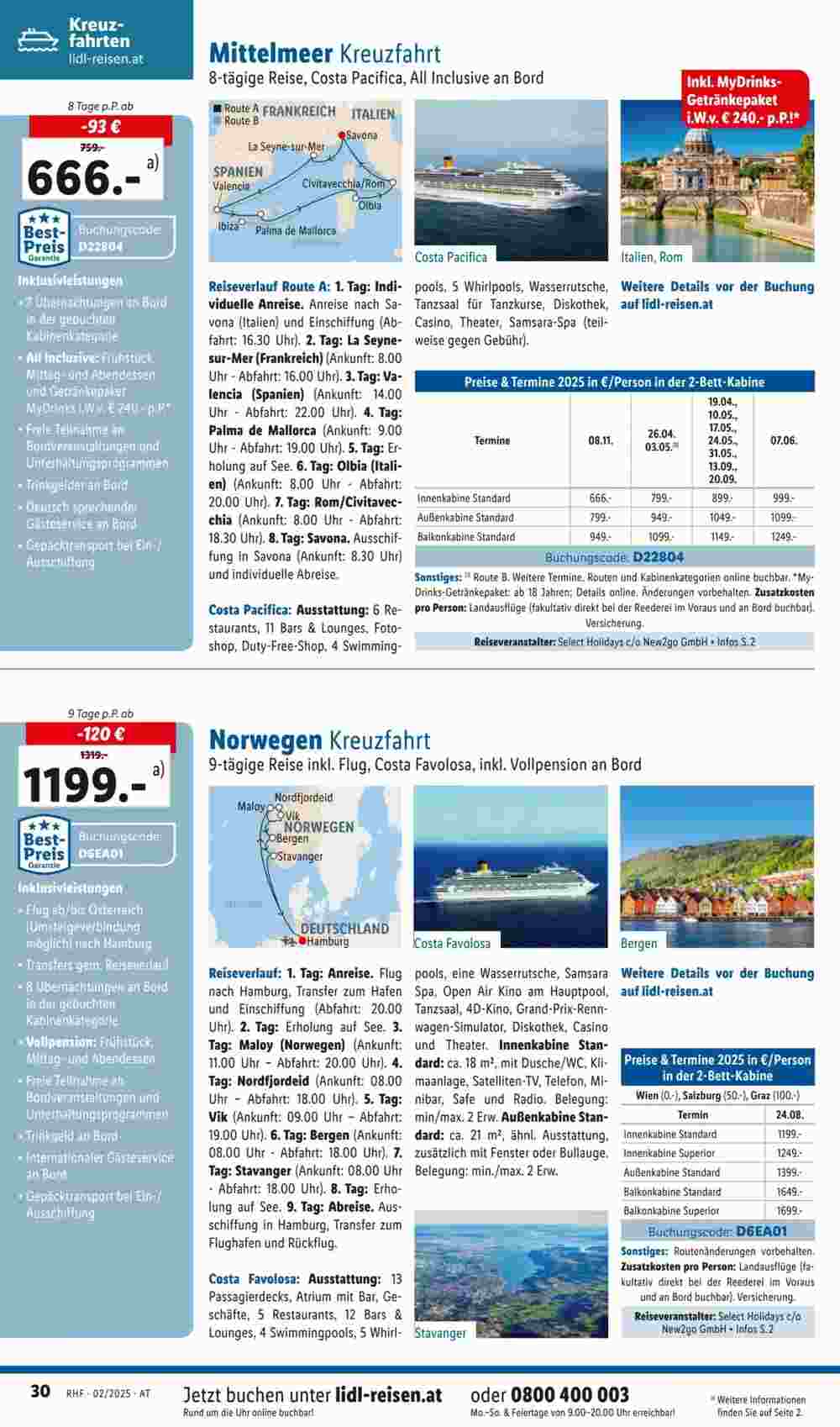 Lidl Reisen Flugblatt (ab 29.01.2025) - Angebote und Prospekt - Seite 30