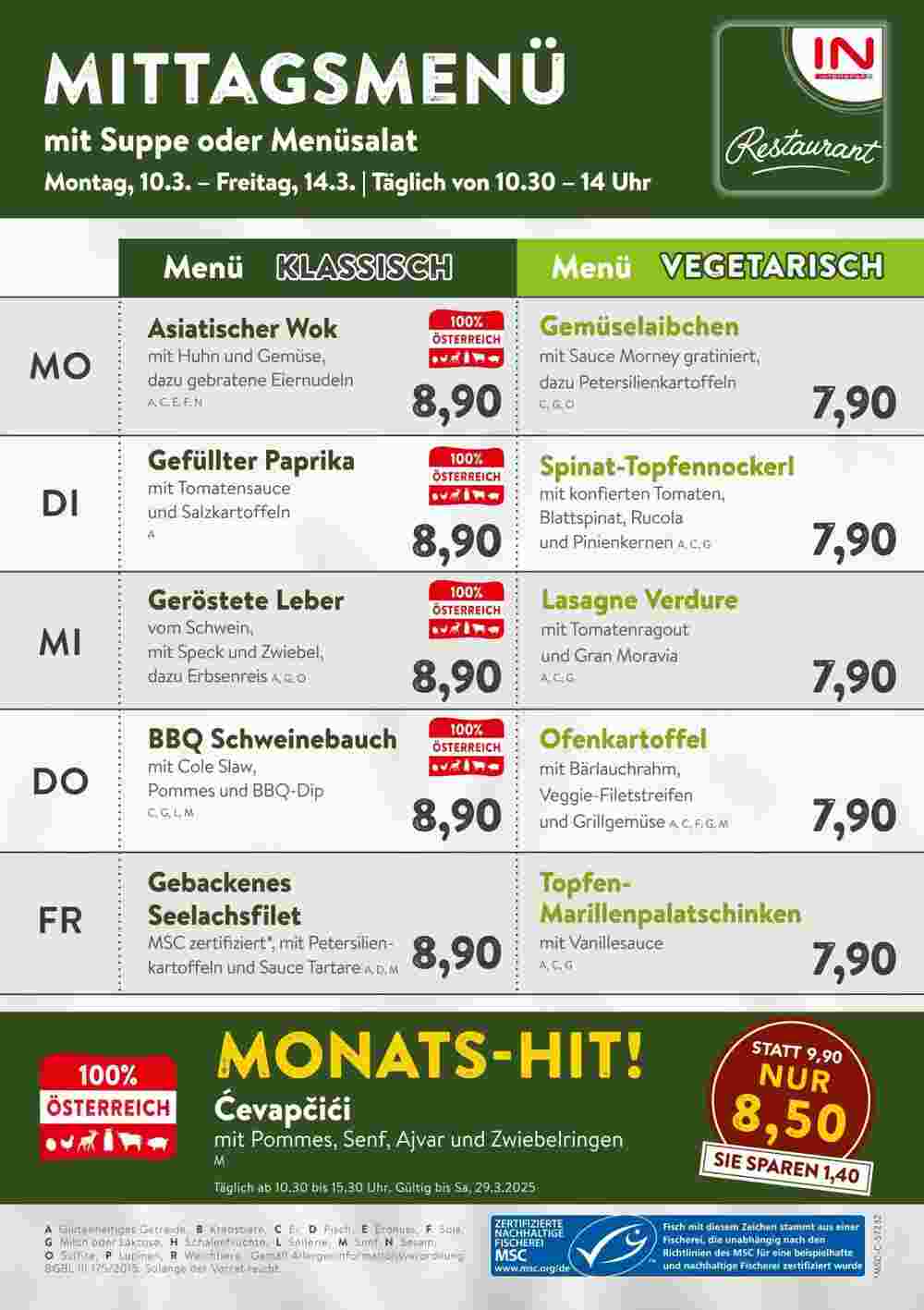 Interspar Restaurant Flugblatt (ab 10.03.2025) - Angebote und Prospekt - Seite 1