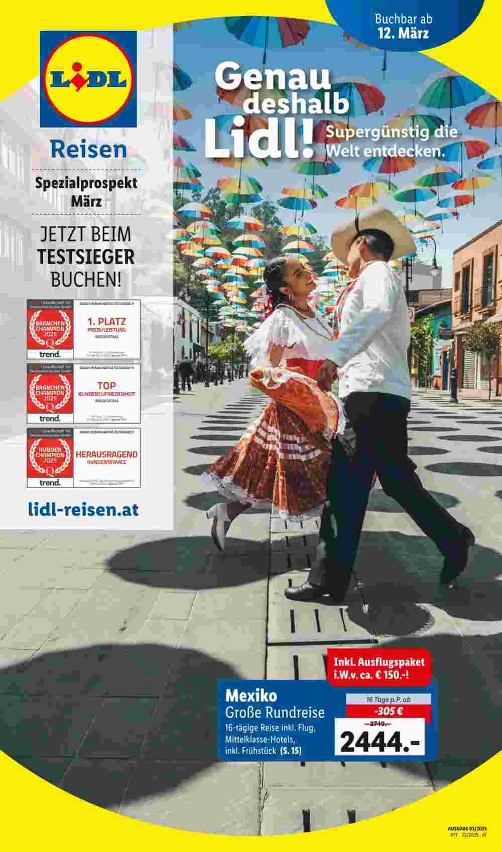 Lidl Reisen Flugblatt (ab 12.03.2025) - Angebote und Prospekt - Seite 1