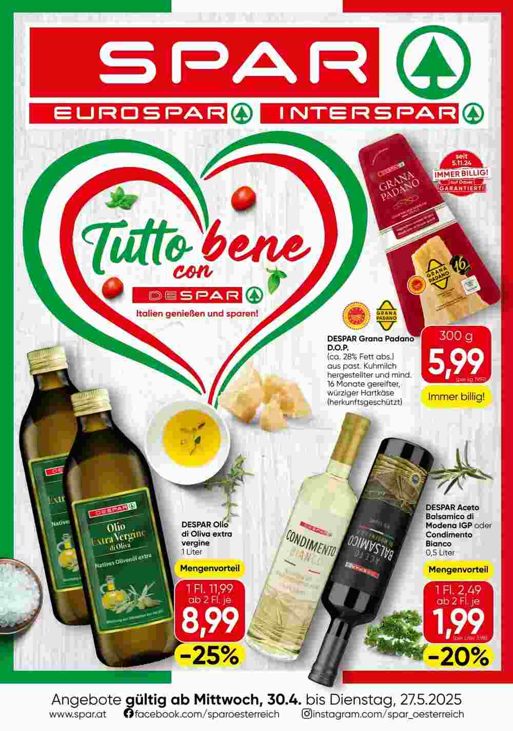 Spar Flugblatt (ab 30.04.2025) - Angebote und Prospekt - Seite 1