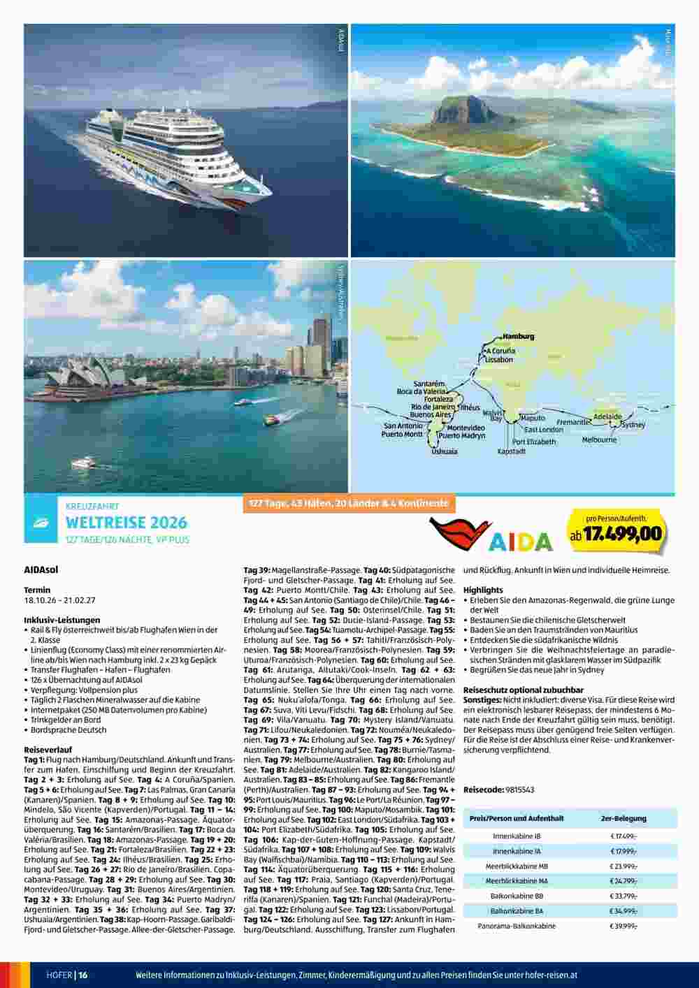 Hofer Reisen Flugblatt (ab 30.04.2025) - Angebote und Prospekt - Seite 16