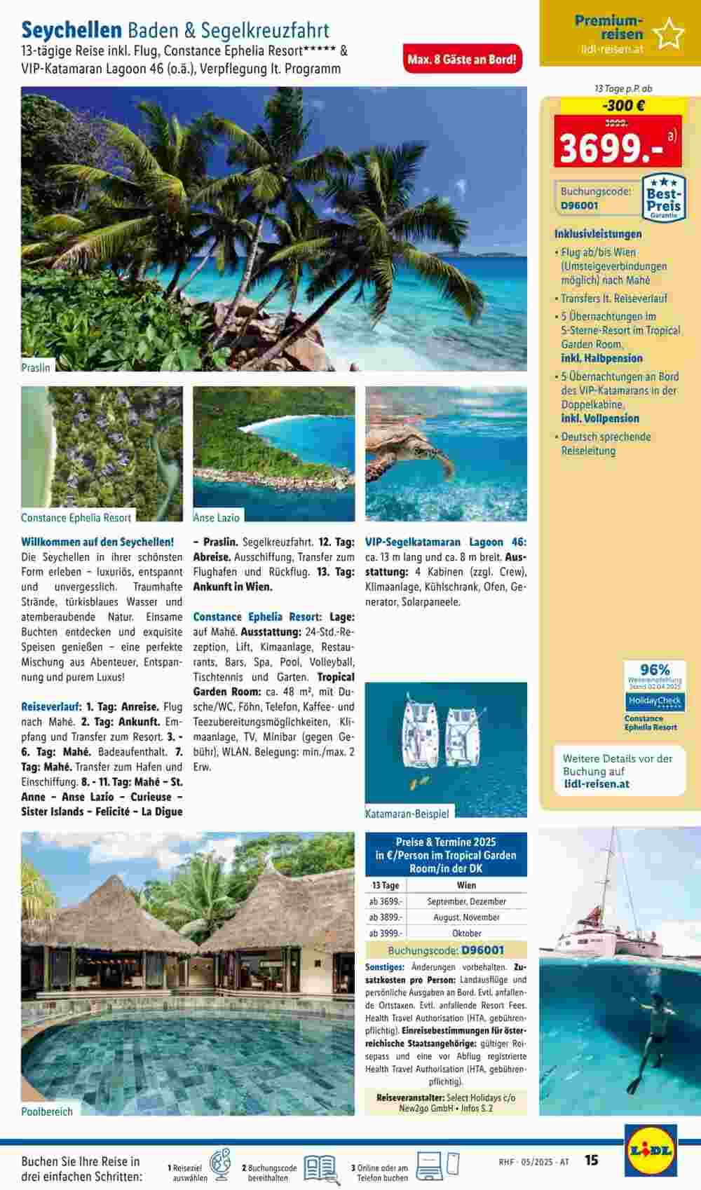Lidl Reisen Flugblatt (ab 01.05.2025) - Angebote und Prospekt - Seite 15