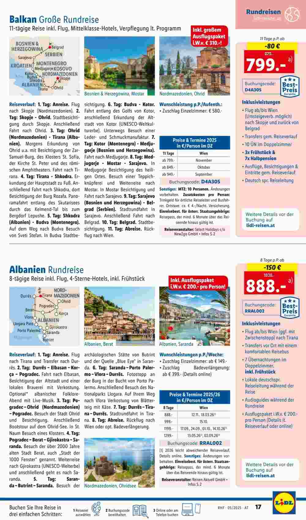 Lidl Reisen Flugblatt (ab 01.05.2025) - Angebote und Prospekt - Seite 17