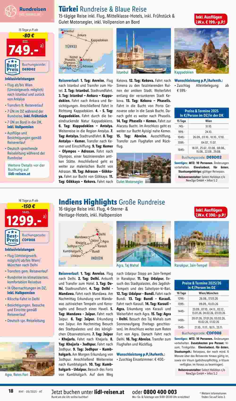 Lidl Reisen Flugblatt (ab 01.05.2025) - Angebote und Prospekt - Seite 18