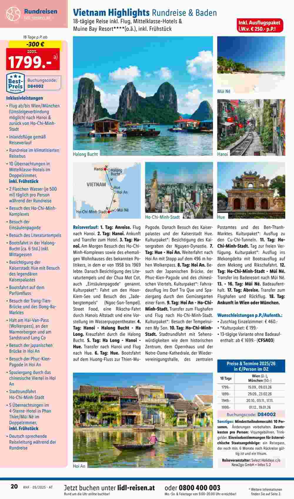 Lidl Reisen Flugblatt (ab 01.05.2025) - Angebote und Prospekt - Seite 20