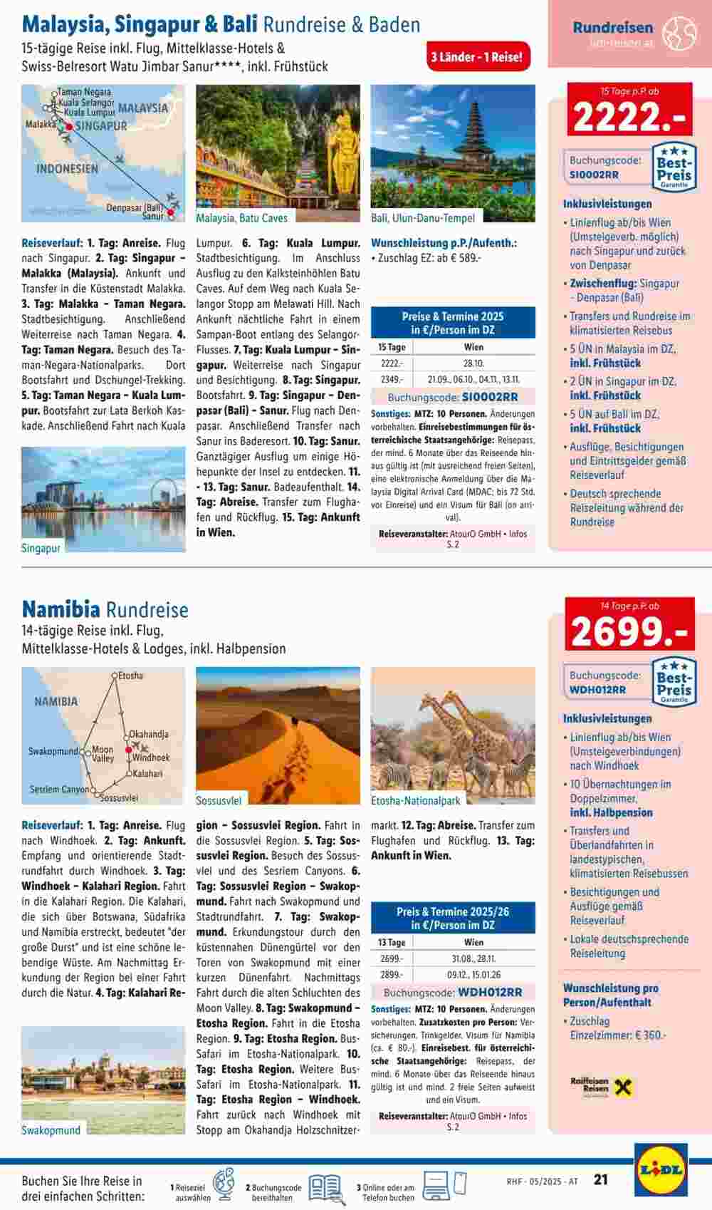 Lidl Reisen Flugblatt (ab 01.05.2025) - Angebote und Prospekt - Seite 21