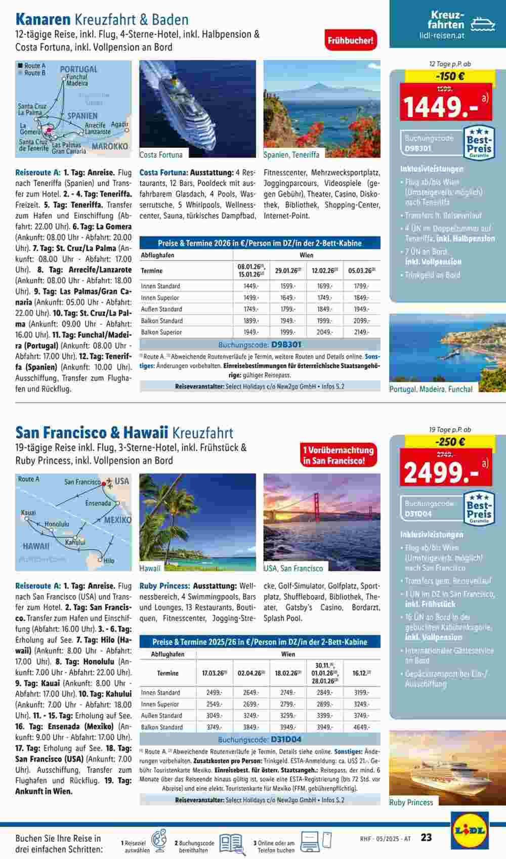 Lidl Reisen Flugblatt (ab 01.05.2025) - Angebote und Prospekt - Seite 23