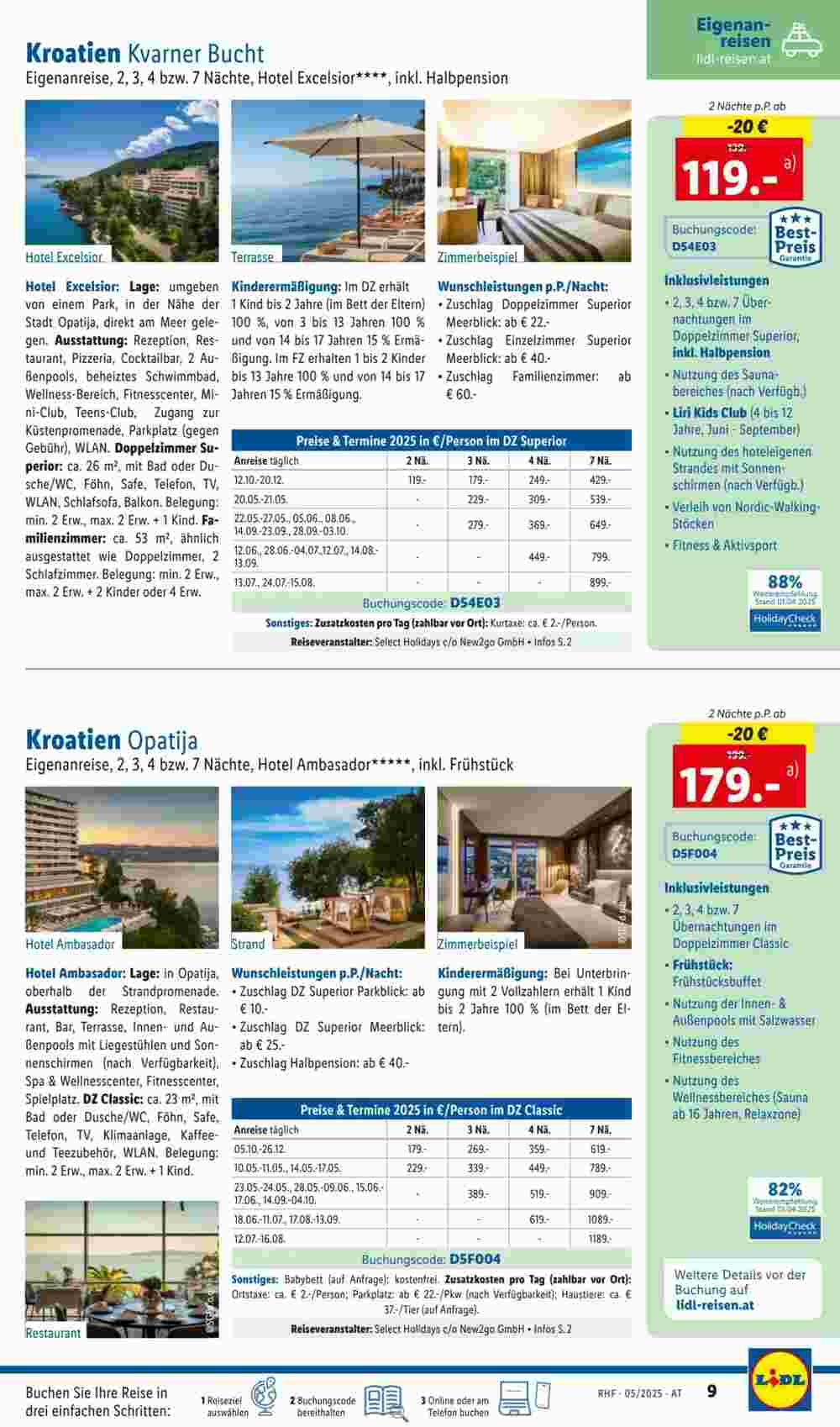 Lidl Reisen Flugblatt (ab 01.05.2025) - Angebote und Prospekt - Seite 9