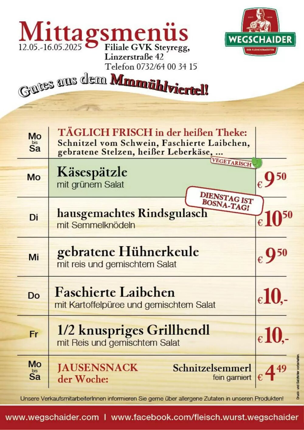 Wegschaider Flugblatt (ab 12.05.2025) - Angebote und Prospekt - Seite 1