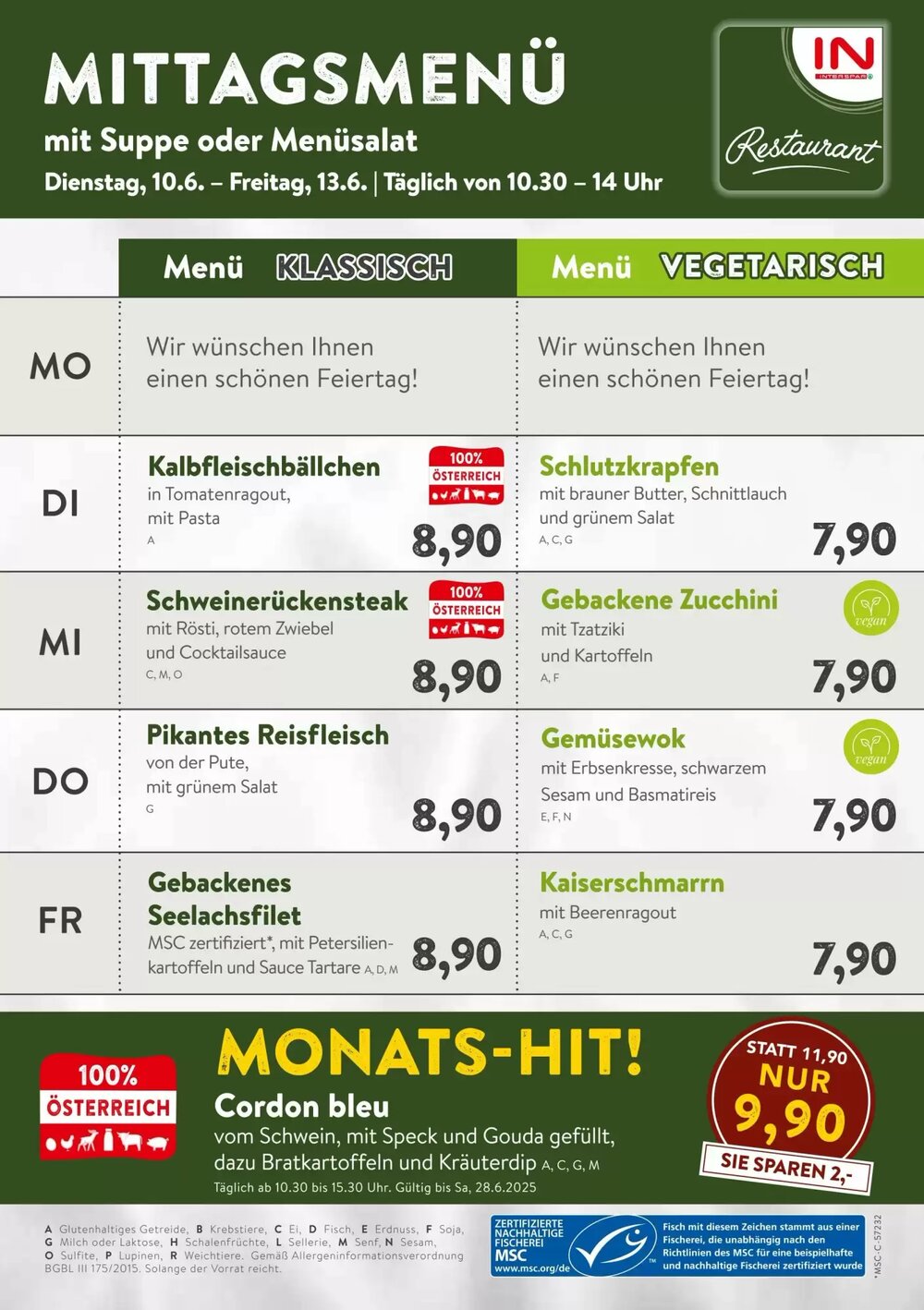 Interspar Restaurant Flugblatt (ab 10.06.2025) - Angebote und Prospekt - Seite 1