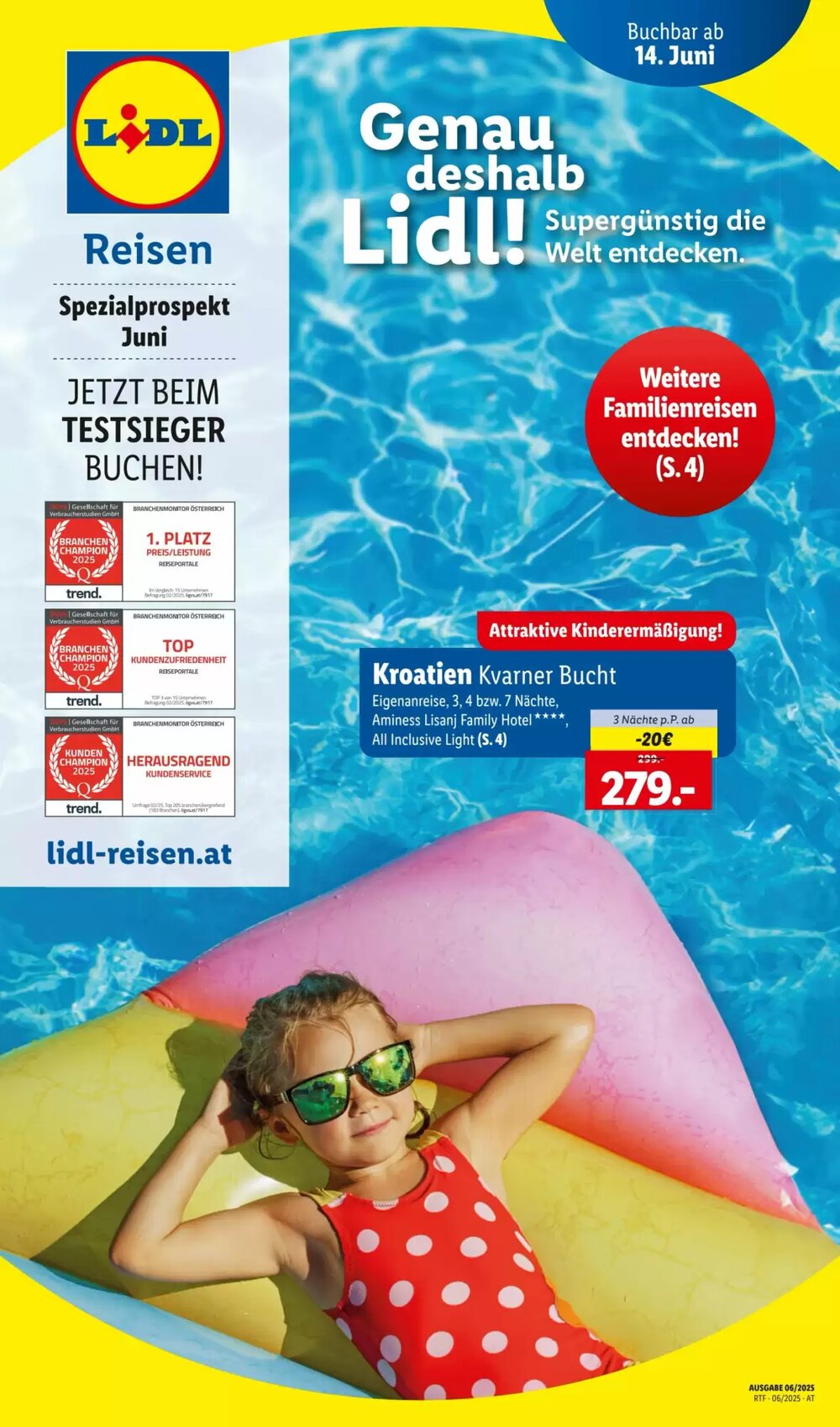 Lidl Reisen Flugblatt (ab 14.06.2025) - Angebote und Prospekt - Seite 1