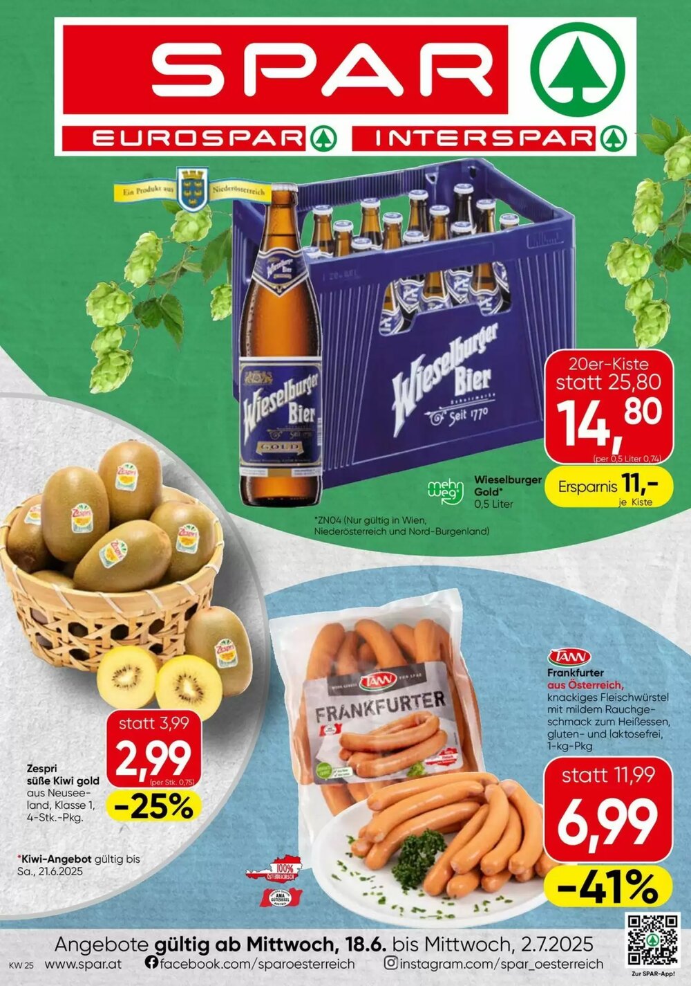 Spar Flugblatt (ab 18.06.2025) - Angebote und Prospekt - Seite 1