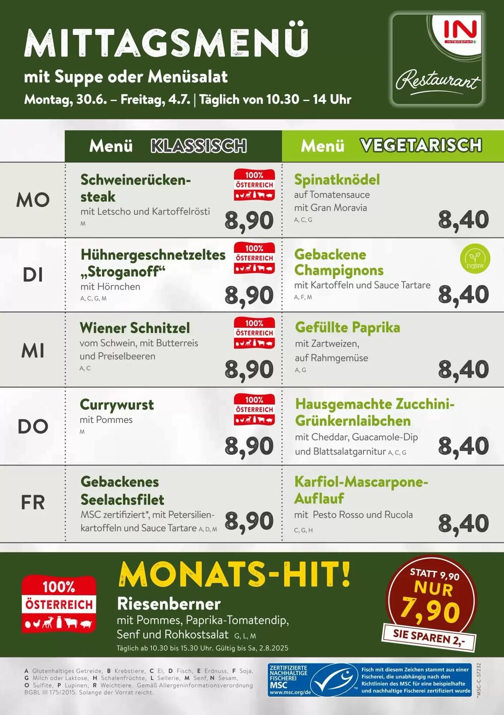 Interspar Restaurant Flugblatt (ab 30.06.2025) - Angebote und Prospekt - Seite 1