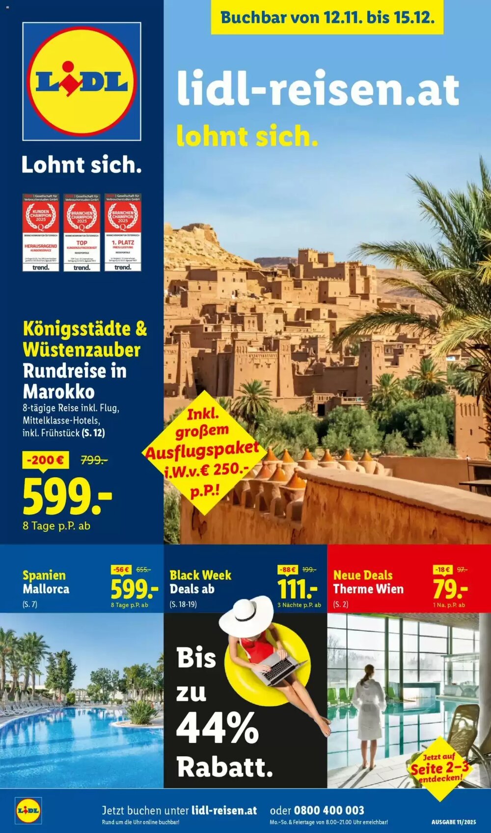 Lidl Reisen Flugblatt (ab 12.11.2025) - Angebote und Prospekt - Seite 1