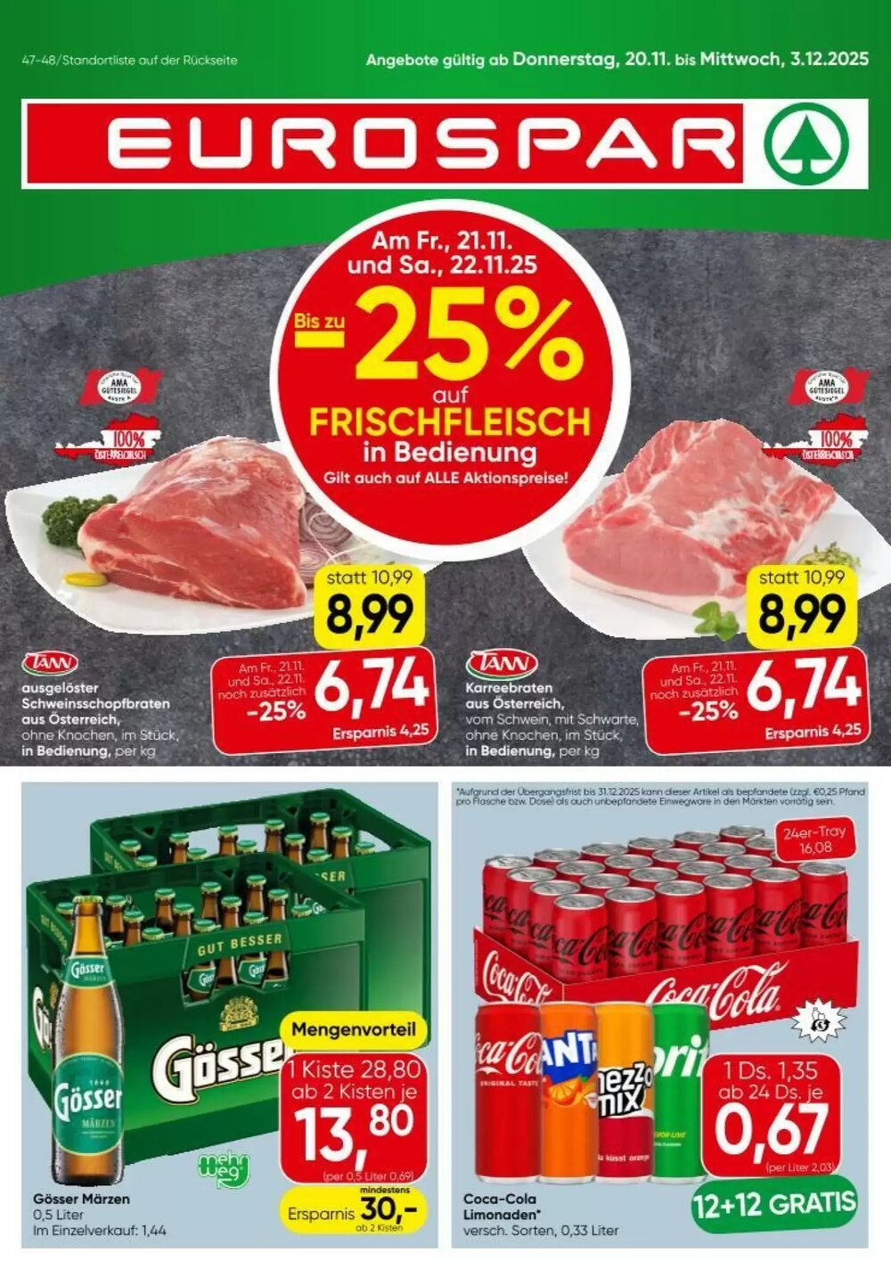 Eurospar Flugblatt (ab 20.11.2025) - Angebote und Prospekt - Seite 1