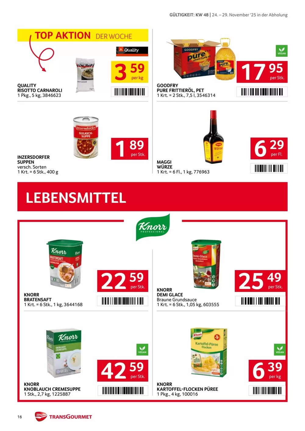 Transgourmet Flugblatt (ab 24.11.2025) - Angebote und Prospekt - Seite 16
