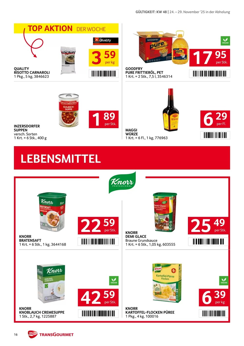 Transgourmet Flugblatt (ab 24.11.2025) - Angebote und Prospekt - Seite 16