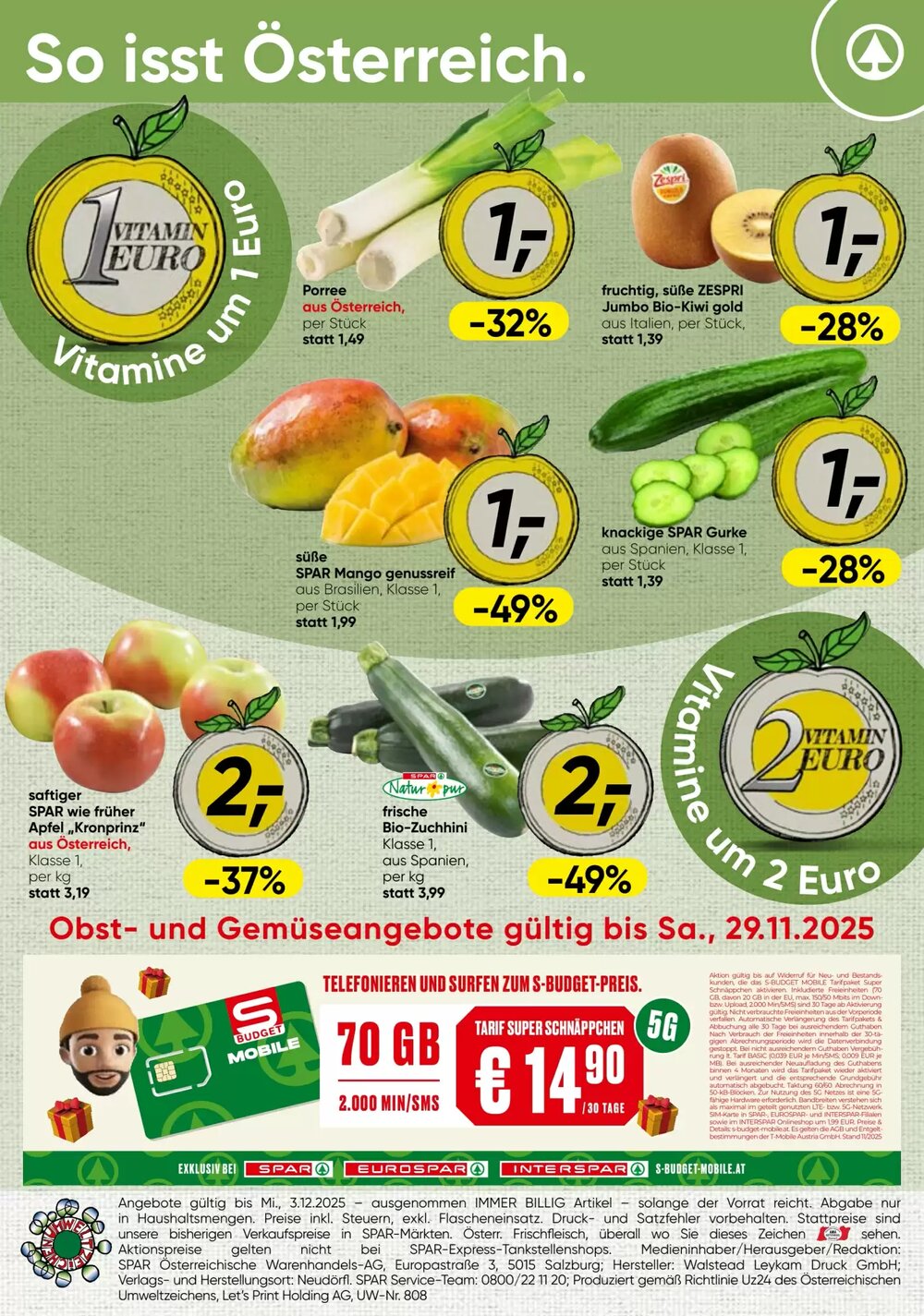 Spar Flugblatt (ab 24.11.2025) - Angebote und Prospekt - Seite 1