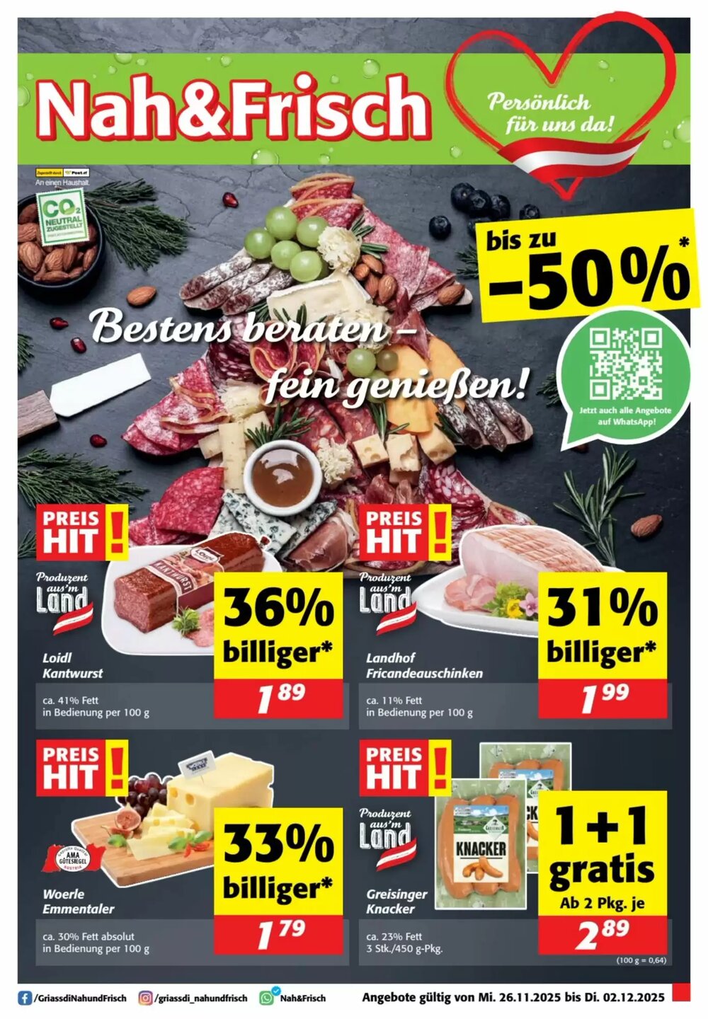 Nah&Frisch Flugblatt (ab 26.11.2025) - Angebote und Prospekt - Seite 1