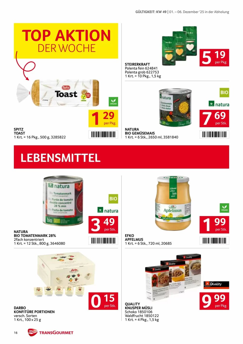 Transgourmet Flugblatt (ab 01.12.2025) - Angebote und Prospekt - Seite 16