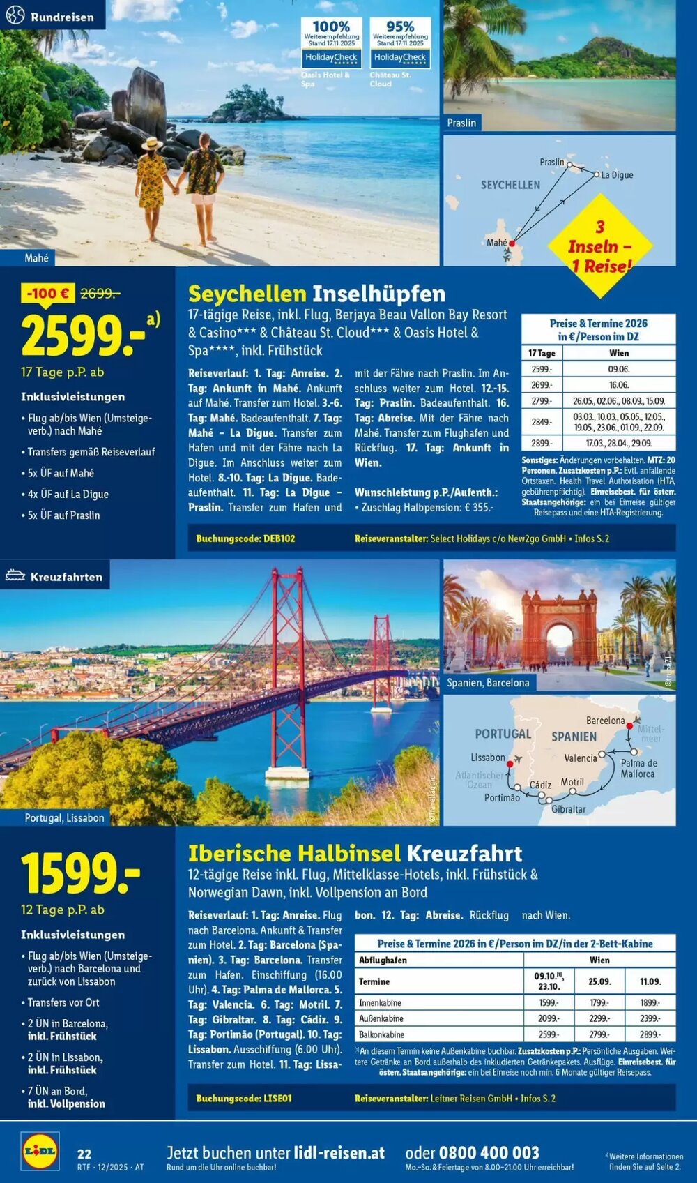 Lidl Reisen Flugblatt (ab 13.12.2025) - Angebote und Prospekt - Seite 22