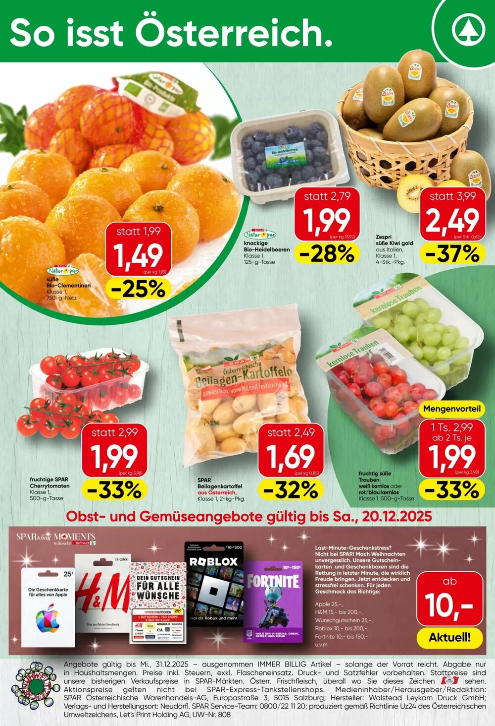 Spar Flugblatt (ab 18.12.2025) - Angebote und Prospekt - Seite 20