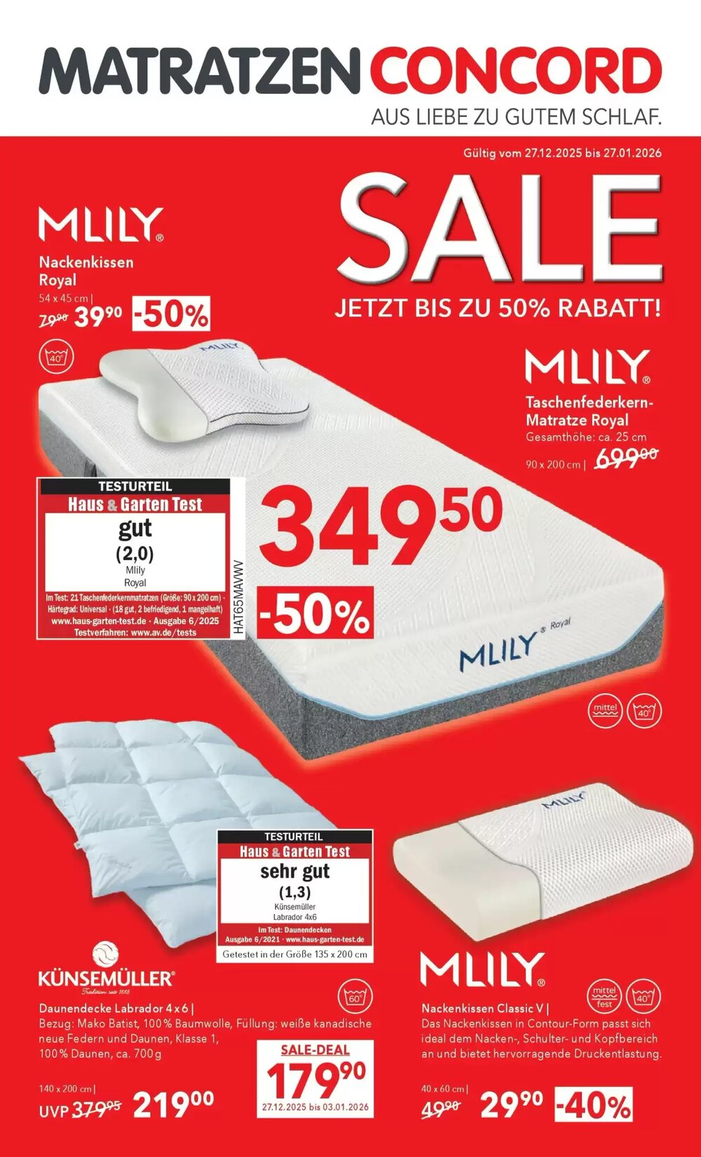 Matratzen Concord Flugblatt (ab 27.12.2025) - Angebote und Prospekt - Seite 1