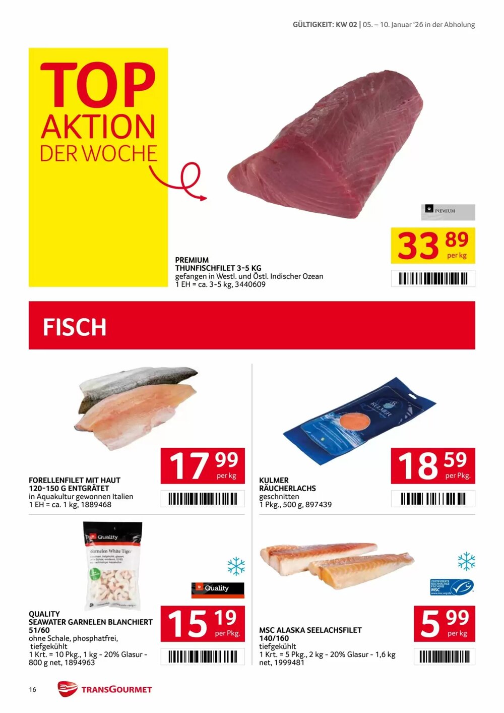 Transgourmet Flugblatt (ab 05.01.2026) - Angebote und Prospekt - Seite 16