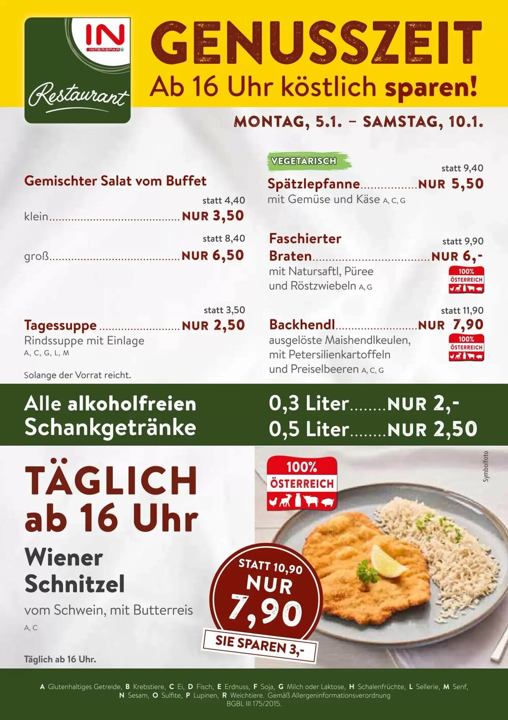 Interspar Restaurant Flugblatt (ab 05.01.2026) - Angebote und Prospekt - Seite 1