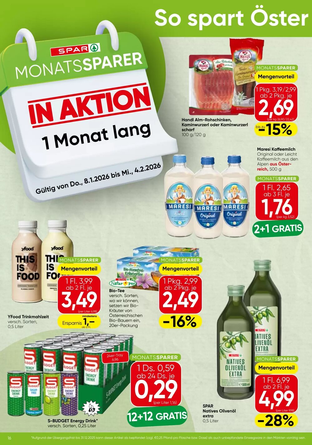 Spar Flugblatt (ab 08.01.2026) - Angebote und Prospekt - Seite 1