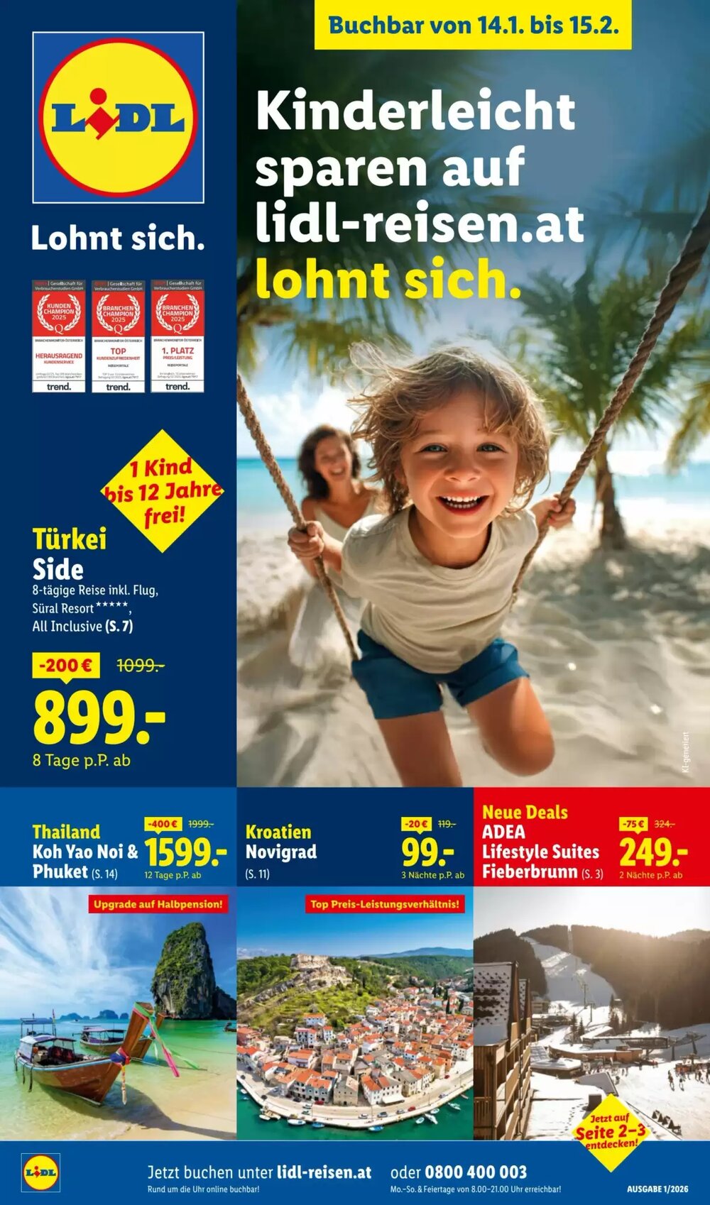 Lidl Reisen Flugblatt (ab 14.01.2026) - Angebote und Prospekt - Seite 1