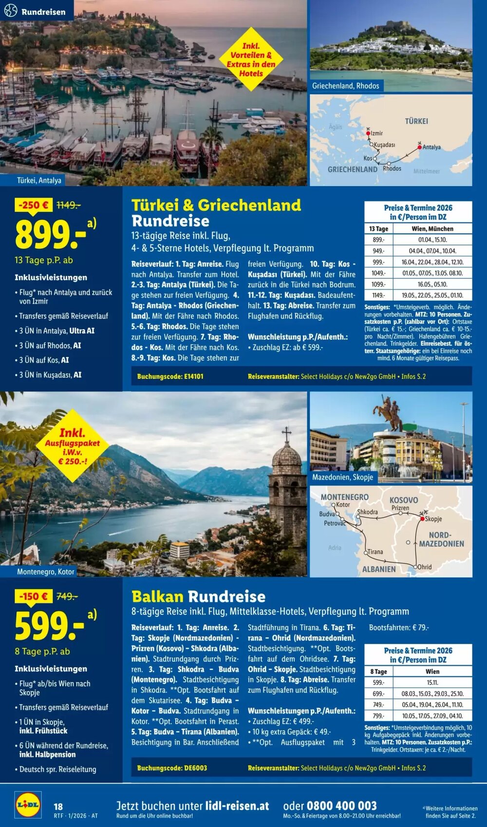Lidl Reisen Flugblatt (ab 14.01.2026) - Angebote und Prospekt - Seite 18