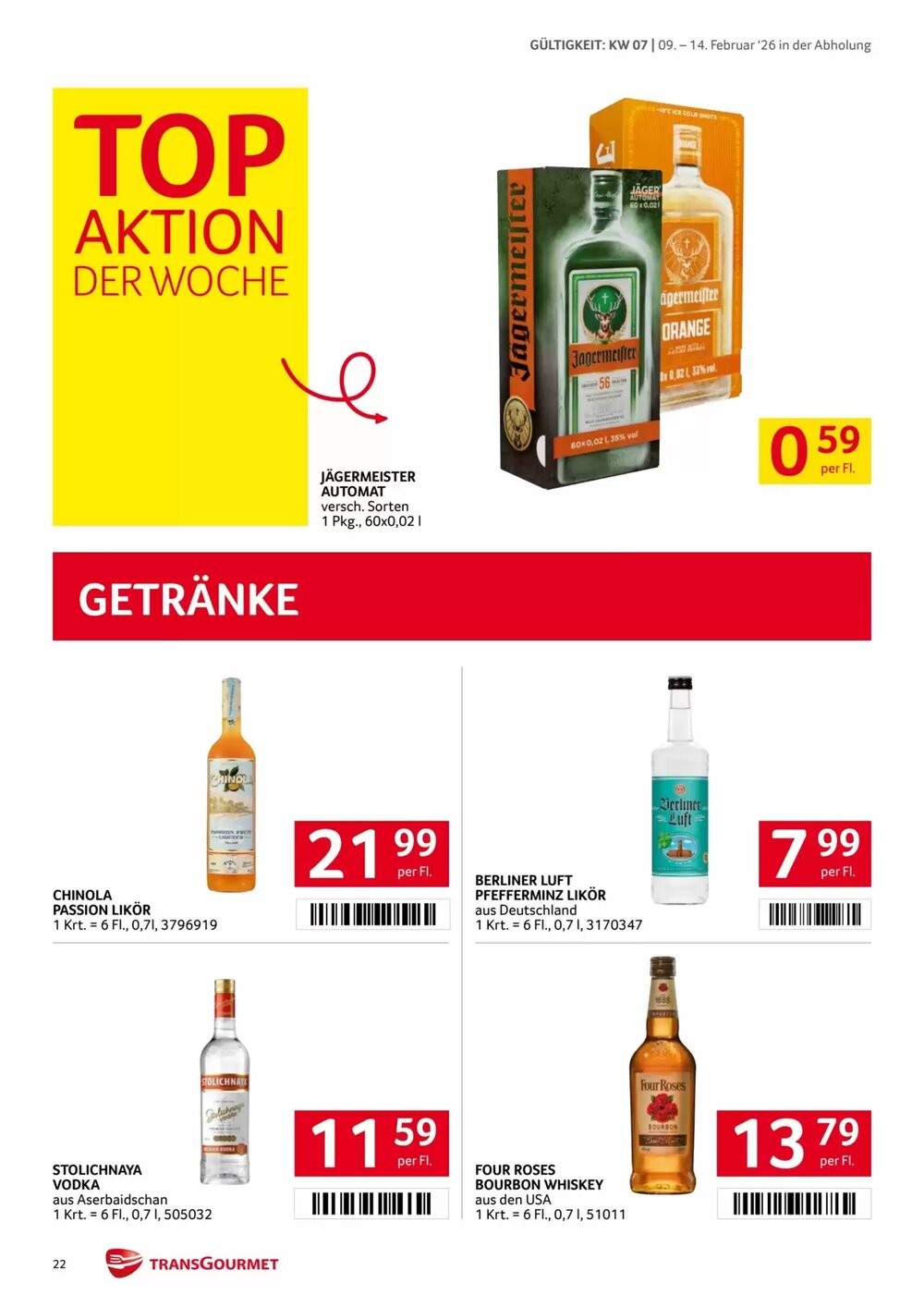 Transgourmet Flugblatt (ab 09.02.2026) - Angebote und Prospekt - Seite 22